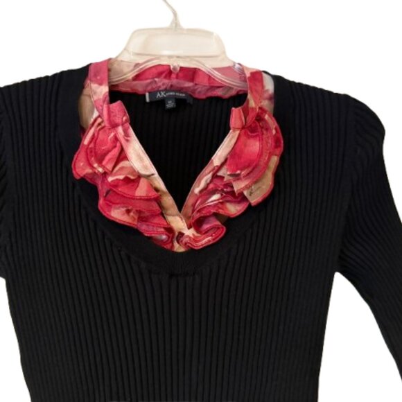 Anne Klein Stretch Sweater w/Flower Ruffle Detail - Medium - Picture 1 of 5